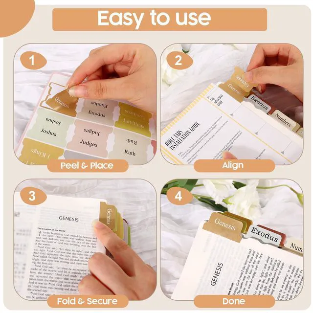 Alt view image 5 of 7 - Brown Bible Tabs, Large Print Easy Read,Old & New Testament, 90 Index Tags | Large Print Easy Read, 90 Old & New Testament Index Tags, Durable Paper Chapter Dividers