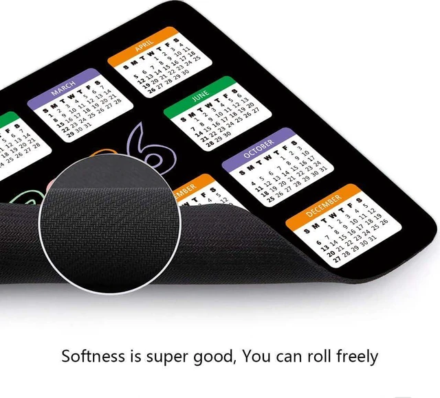 Alt view image 6 of 7 - 2026 Calendar with Holiday Mouse Pad, Gaming Rectangle Mousepad for Computer Laptop Desk Mat,Cute for New Year Office Accessories (9.5 X 7.9 Inch) - Black