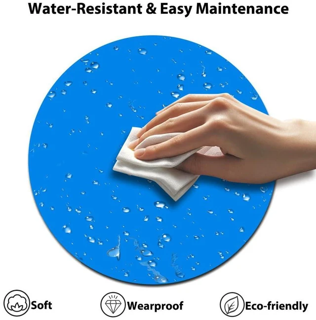 Alt view image 5 of 6 - Blue Round Mouse Pad Portable, Circular Blank Desk Mat for Laptop | 7.9" Diameter & 0.12" Thickness, 200 mm x 200 mm x 3 mm, Cute Smooth & Anti-Slip Office/Gaming Mousepad