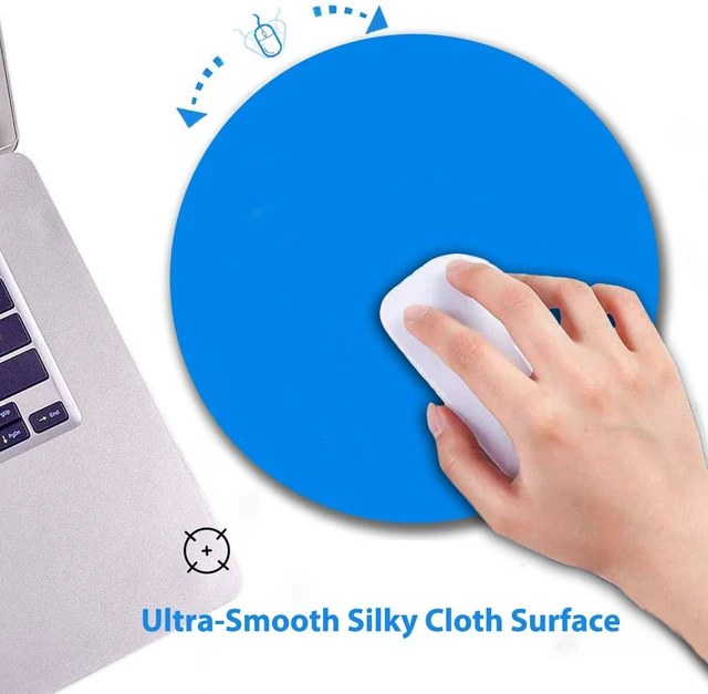 Alt view image 4 of 6 - Blue Round Mouse Pad Portable, Circular Blank Desk Mat for Laptop | 7.9" Diameter & 0.12" Thickness, 200 mm x 200 mm x 3 mm, Cute Smooth & Anti-Slip Office/Gaming Mousepad