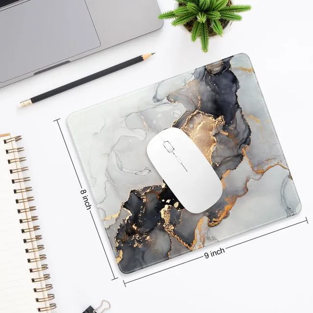 Alt view image 5 of 6 - Niniubye Mouse Pad, Minimalism Marble Style Computer Pad, Anti-Slip Rubber Mouse Mat with Stitched Edges for Gaming, Office, Laptop, PC, Women, 9" x 8" Thick 3 mm, Gray Gold Marble