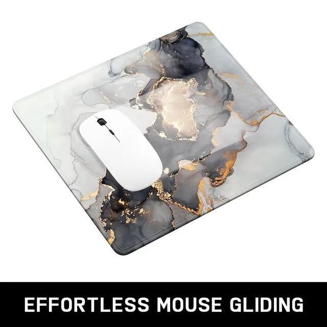 Alt view image 6 of 6 - Niniubye Mouse Pad, Minimalism Marble Style Computer Pad, Anti-Slip Rubber Mouse Mat with Stitched Edges for Gaming, Office, Laptop, PC, Women, 9" x 8" Thick 3 mm, Gray Gold Marble