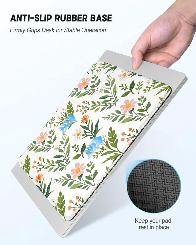Alt view image 4 of 7 - Niniubye Mouse Pad, Cute Mouse Mat, 10" x 8", Cute Green Leaf -03 | Square Waterproof Gaming Computer Mat, Textured Top, Stitched Edges, Non-Slip Rubber Base for Office Home Laptop Keyboard