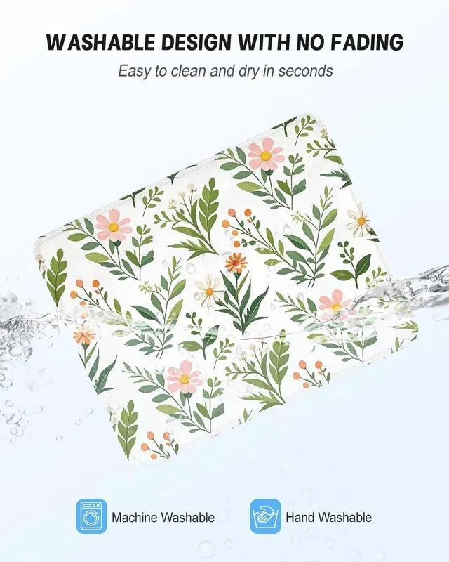 Alt view image 5 of 7 - Niniubye Mouse Pad, Cute Mouse Mat, 10" x 8", Cute Green Leaf -03 | Square Waterproof Gaming Computer Mat, Textured Top, Stitched Edges, Non-Slip Rubber Base for Office Home Laptop Keyboard
