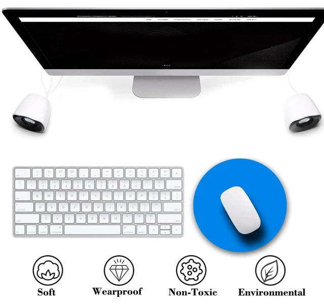 Alt view image 6 of 6 - Blue Round Mouse Pad Portable, Circular Blank Desk Mat for Laptop | 7.9" Diameter & 0.12" Thickness, 200 mm x 200 mm x 3 mm, Cute Smooth & Anti-Slip Office/Gaming Mousepad
