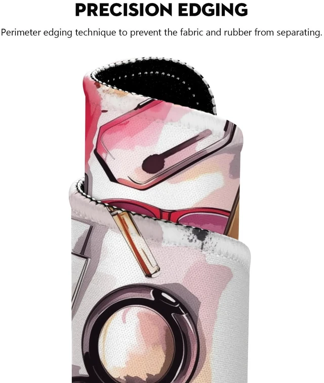 Alt view image 2 of 7 - Chic Beauty Essentials Illustration Mouse Pad - Glam Up Your Workspace, Stitched Edges Non-Slip Rubber Base Mouse Pads for Computers Laptop