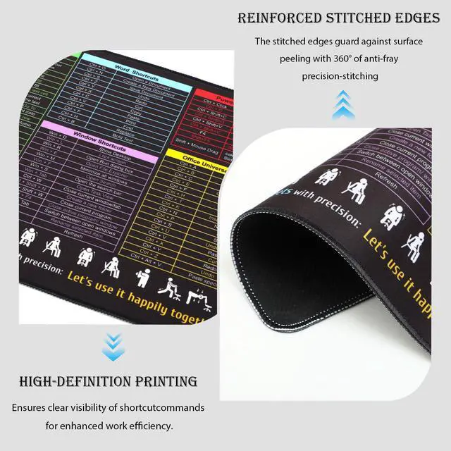Alt view image 3 of 7 - Office Shortcut Mouse Pad for Excel/Word/PPT/Windows (11.8"x9.8") - Portable Waterproof Non-Slip Small Cheat Sheet Desk Mat with Essential Hotkeys for Office & Gaming