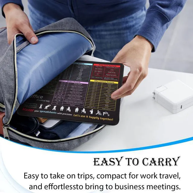 Alt view image 7 of 7 - Office Shortcut Mouse Pad for Excel/Word/PPT/Windows (11.8"x9.8") - Portable Waterproof Non-Slip Small Cheat Sheet Desk Mat with Essential Hotkeys for Office & Gaming