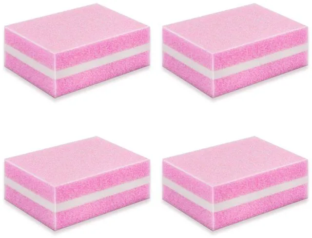 Main image of Nail Buffer Block, Dual Grit Sponge Nail File for Nail Sanding, 4 Piece Pink Manicure Tools for Nail Sanding and Manicure, Ideal for Nail Salons and Home Use