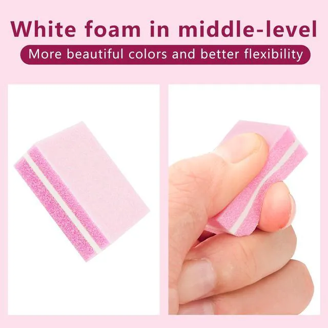 Alt view image 3 of 6 - Nail Buffer Block, Dual Grit Sponge Nail File for Nail Sanding, 4 Piece Pink Manicure Tools for Nail Sanding and Manicure, Ideal for Nail Salons and Home Use