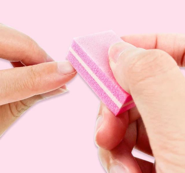 Alt view image 5 of 6 - Nail Buffer Block, Dual Grit Sponge Nail File for Nail Sanding, 4 Piece Pink Manicure Tools for Nail Sanding and Manicure, Ideal for Nail Salons and Home Use