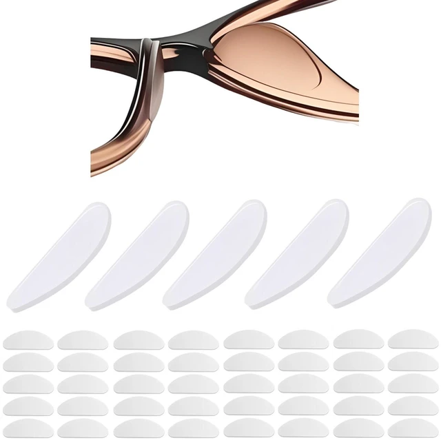 Main image of Nose Pads,40Pack Silicone Nose Pads for Glasses,Professional Adhesive Glasses Noses Grips Non Slip for Eyeglasses Sunglasses,1mm,Clear.