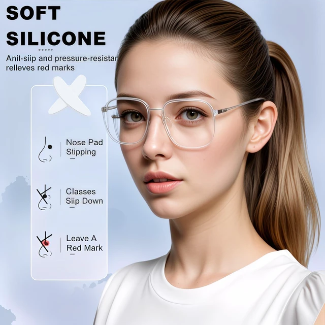 Alt view image 3 of 7 - Nose Pads,40Pack Silicone Nose Pads for Glasses,Professional Adhesive Glasses Noses Grips Non Slip for Eyeglasses Sunglasses,1mm,Clear.