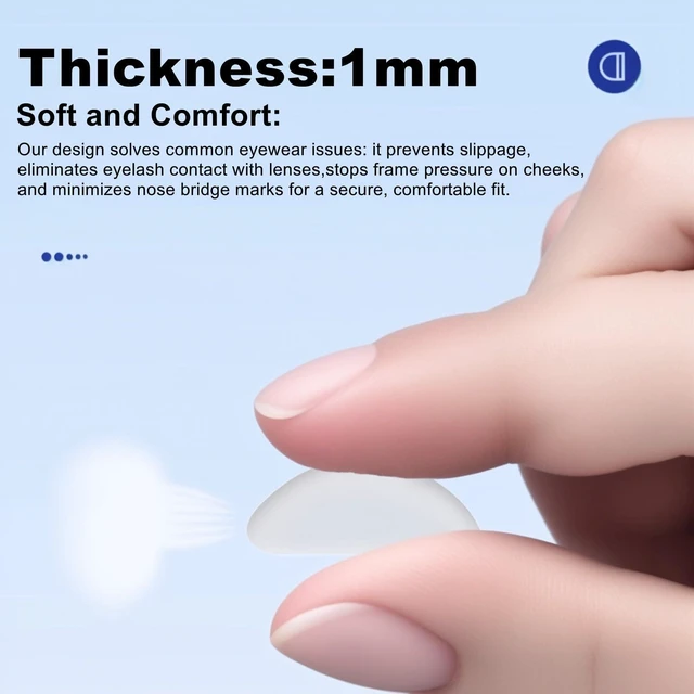 Alt view image 5 of 7 - Nose Pads,40Pack Silicone Nose Pads for Glasses,Professional Adhesive Glasses Noses Grips Non Slip for Eyeglasses Sunglasses,1mm,Clear.