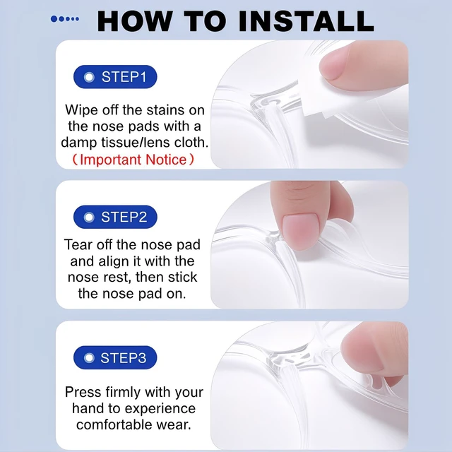 Alt view image 6 of 7 - Nose Pads,40Pack Silicone Nose Pads for Glasses,Professional Adhesive Glasses Noses Grips Non Slip for Eyeglasses Sunglasses,1mm,Clear.