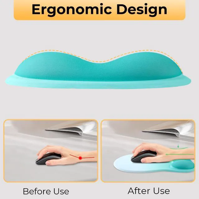 Alt view image 2 of 7 - Gel Mouse Pad with Wrist Support, Ergonomic Mousepad with Wrist Rest, Gaming Mouse Pad with Soft Cushion & Non-Slip PU Base & Concave Design & Pain Relief, for Home Office Computer, Green Gradient