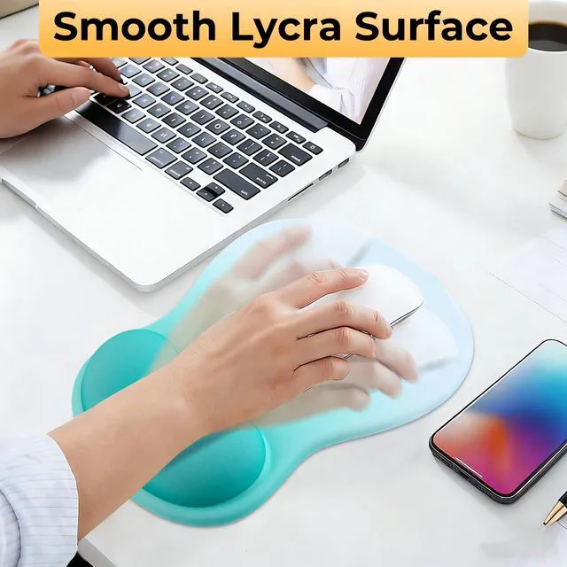 Alt view image 3 of 7 - Gel Mouse Pad with Wrist Support, Ergonomic Mousepad with Wrist Rest, Gaming Mouse Pad with Soft Cushion & Non-Slip PU Base & Concave Design & Pain Relief, for Home Office Computer, Green Gradient