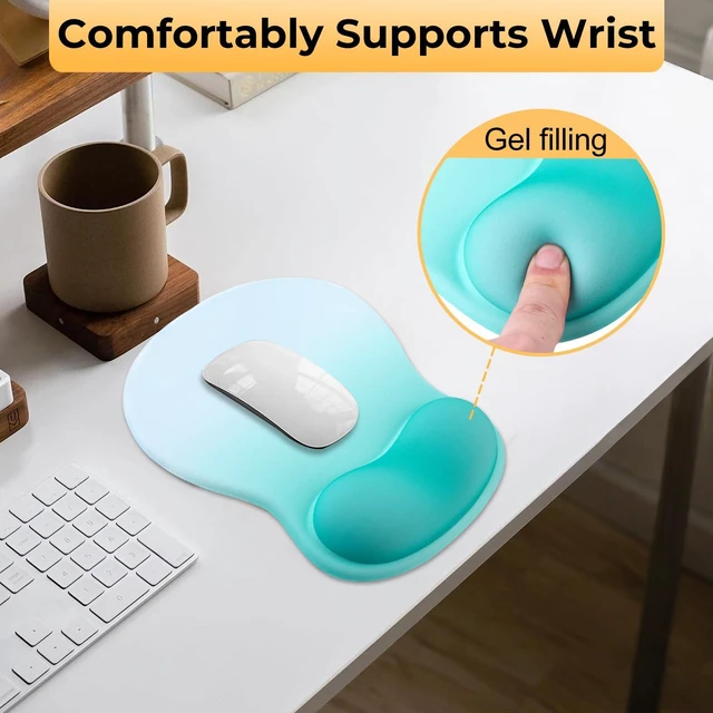 Alt view image 4 of 7 - Gel Mouse Pad with Wrist Support, Ergonomic Mousepad with Wrist Rest, Gaming Mouse Pad with Soft Cushion & Non-Slip PU Base & Concave Design & Pain Relief, for Home Office Computer, Green Gradient