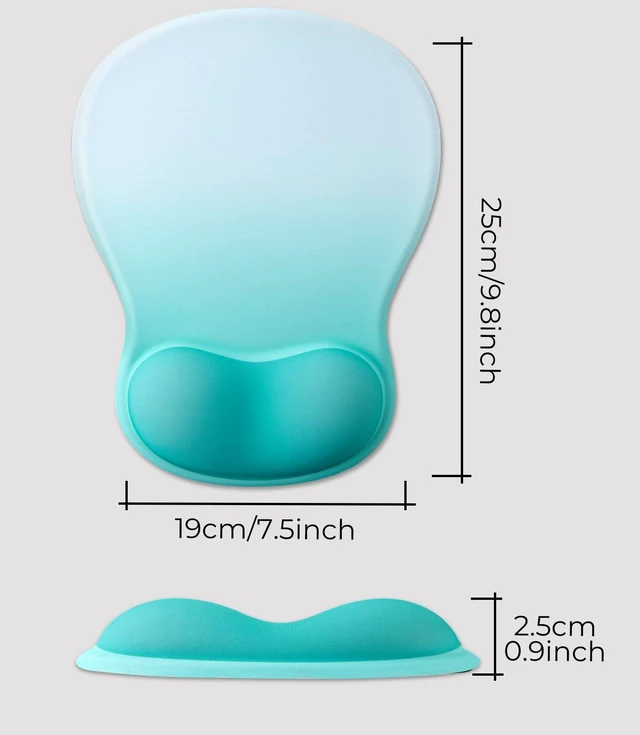 Alt view image 6 of 7 - Gel Mouse Pad with Wrist Support, Ergonomic Mousepad with Wrist Rest, Gaming Mouse Pad with Soft Cushion & Non-Slip PU Base & Concave Design & Pain Relief, for Home Office Computer, Green Gradient