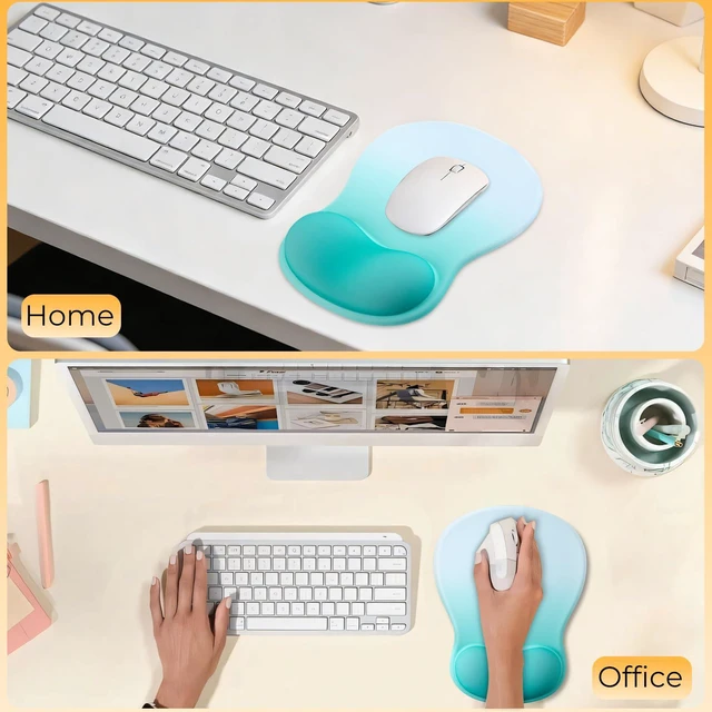 Alt view image 7 of 7 - Gel Mouse Pad with Wrist Support, Ergonomic Mousepad with Wrist Rest, Gaming Mouse Pad with Soft Cushion & Non-Slip PU Base & Concave Design & Pain Relief, for Home Office Computer, Green Gradient