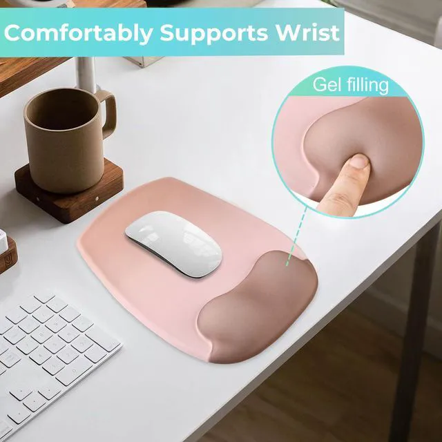 Alt view image 4 of 7 - Mouse Pad with Wrist Rest Support, Ergonomic Mousepad with Comfortable Gel Cushion, Gaming Mouse Pad with Smooth Lycra Surface & Non-Slip PU Base, for Home Office Computer Laptop, Brown