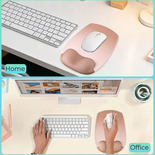 Alt view image 7 of 7 - Mouse Pad with Wrist Rest Support, Ergonomic Mousepad with Comfortable Gel Cushion, Gaming Mouse Pad with Smooth Lycra Surface & Non-Slip PU Base, for Home Office Computer Laptop, Brown
