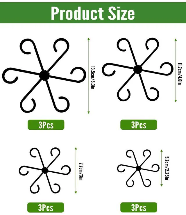 Alt view image 3 of 7 - 12Pcs Plant Stem Support,4 Sizes Reusable Monstera Plant Support Stakes Durable Plastic Climbing Houseplant Stem Hook Holders for Flower Plants Indoor Outdoor Growth Accessories
