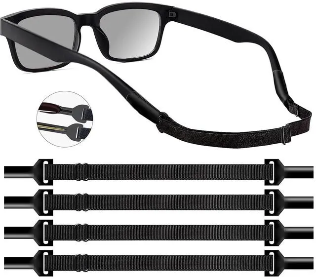 Main image of KECHIO Adjustable Glasses Strap Eyeglasses Strap 4 Pack Sunglasses Strap No Tail Eye Glasses Holders around Neck for Men Women Kids Eyeglass Holders Sports Glasses Strap Black (9.5-13.5 inch) 1