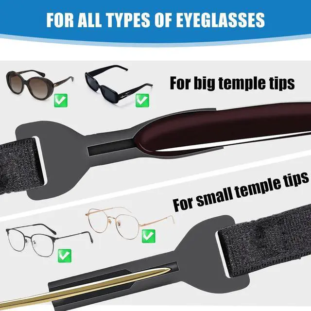 Alt view image 5 of 7 - KECHIO Adjustable Glasses Strap Eyeglasses Strap 4 Pack Sunglasses Strap No Tail Eye Glasses Holders around Neck for Men Women Kids Eyeglass Holders Sports Glasses Strap Black (9.5-13.5 inch) 1