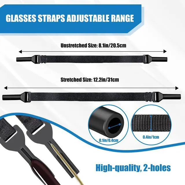 Alt view image 3 of 7 - KECHIO Adjustable Glasses Strap Eyeglasses Strap 4 Pack Sunglasses Strap No Tail Eye Glasses Holders around Neck for Men Women Kids Eyeglass Holders Sports Glasses Strap Black (9.5-13.5 inch) 1