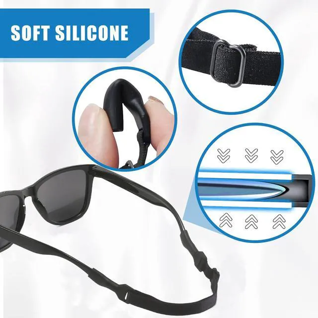 Alt view image 6 of 7 - KECHIO Adjustable Glasses Strap Eyeglasses Strap 4 Pack Sunglasses Strap No Tail Eye Glasses Holders around Neck for Men Women Kids Eyeglass Holders Sports Glasses Strap Black (9.5-13.5 inch) 1