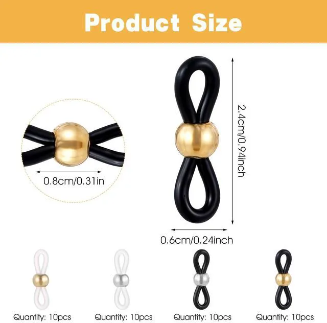 Alt view image 2 of 7 - Ymapinc 40Pcs Eye Glasses Chains for Women Connector, Eyeglass Chain Ends Around Neck Holders Replacement Ring Anti Slip Straps for Reading Strap Loop Stylish DIY - Rubber
