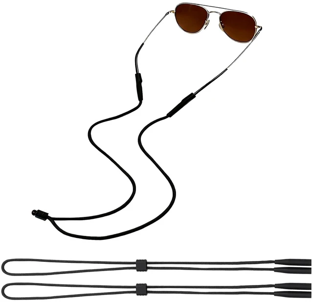 Main image of VOGTORY 2 Pcs Eyeglasses Holder Strap, Adjustable Glass Holders Around Neck for Men Women, Anti Slip Eyewear Retainer Black