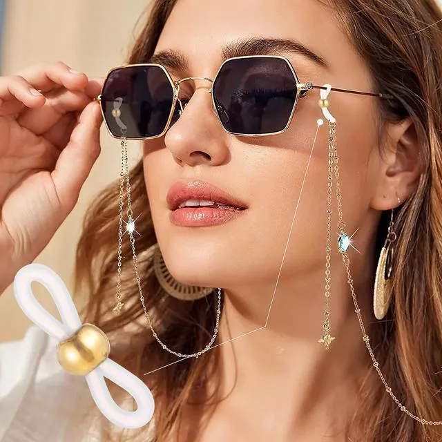Alt view image 7 of 7 - Ymapinc 40Pcs Eye Glasses Chains for Women Connector, Eyeglass Chain Ends Around Neck Holders Replacement Ring Anti Slip Straps for Reading Strap Loop Stylish DIY - Rubber
