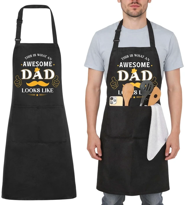 Main image of XLSXEXCL Funny Apron for Men Cooking Grilling BBQ Chef Apron | Adjustable Kitchen Cooking Aprons with Pocket for Dad Husband Birthday Father's Day, Awesome Dad
