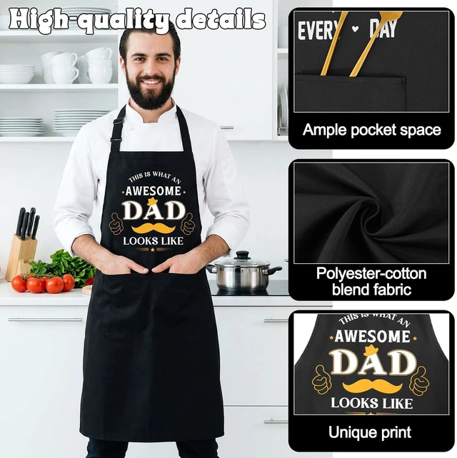 Alt view image 3 of 7 - XLSXEXCL Funny Apron for Men Cooking Grilling BBQ Chef Apron | Adjustable Kitchen Cooking Aprons with Pocket for Dad Husband Birthday Father's Day, Awesome Dad
