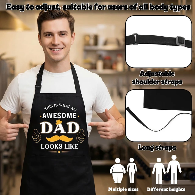Alt view image 4 of 7 - XLSXEXCL Funny Apron for Men Cooking Grilling BBQ Chef Apron | Adjustable Kitchen Cooking Aprons with Pocket for Dad Husband Birthday Father's Day, Awesome Dad