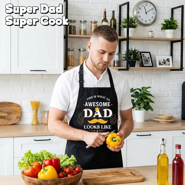 Alt view image 6 of 7 - XLSXEXCL Funny Apron for Men Cooking Grilling BBQ Chef Apron | Adjustable Kitchen Cooking Aprons with Pocket for Dad Husband Birthday Father's Day, Awesome Dad