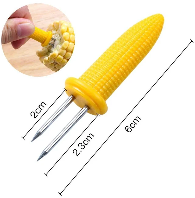 Alt view image 3 of 7 - CandyHome 20 Pack Stainless Steel Corn Holders Corn on The Cob Skewers | for BBQ Twin Prong Sweet Corn Holder Home Cooking Fork