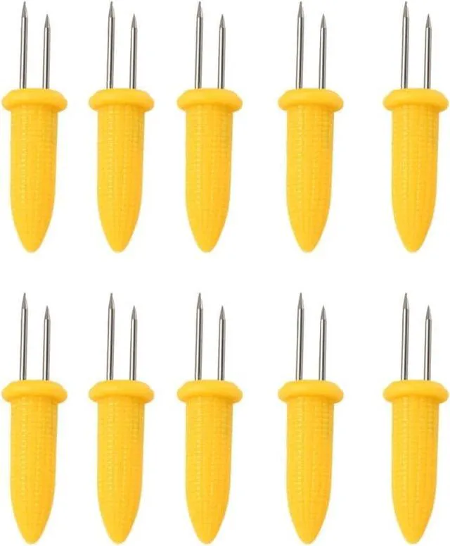 Main image of 10 Pcs Corn Holders, Stainless Steel Corn Cob Holders Corn On The Cob For Bbq Fork Skewers Home Cooking Parties Camping for Home Cooking Parties Camping