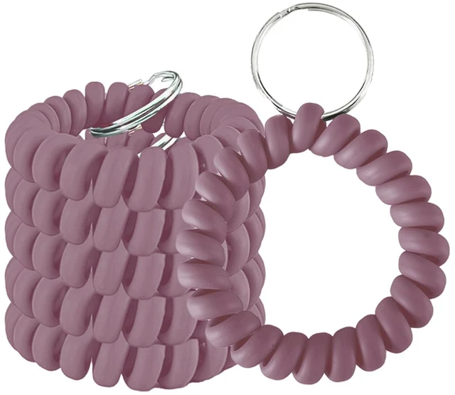 Main image of HAMIYELL Pack of 6 Plastic Coil Spring Key Chains - Stretchable Spiral Key Rings and Holders (Pink)