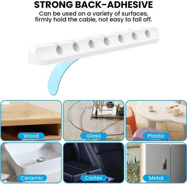 Alt view image 3 of 7 - AhaStyle Cable Clips, 3 Pack Cord Holders Cable Organizer Self Adhesive | Cord Keeper for Desktop Organizing USB Cable/Nightstand Power Cord/Mouse Cable/Wire PC/Cord Clips for Home Office and Car