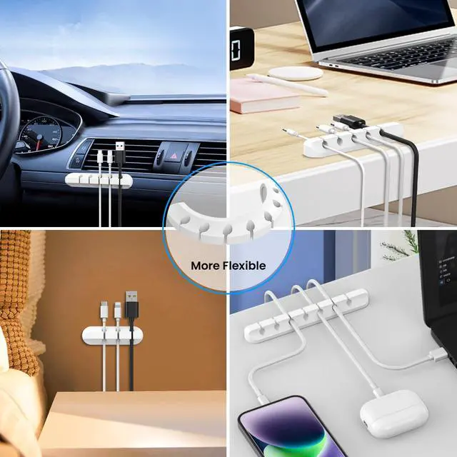 Alt view image 6 of 7 - AhaStyle Cable Clips, 3 Pack Cord Holders Cable Organizer Self Adhesive | Cord Keeper for Desktop Organizing USB Cable/Nightstand Power Cord/Mouse Cable/Wire PC/Cord Clips for Home Office and Car