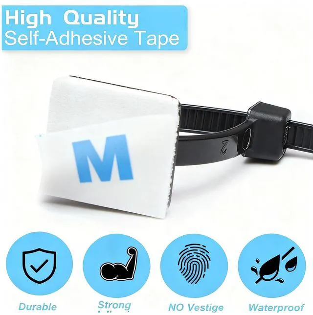 Alt view image 4 of 6 - 3/4" Zip Tie Mounts - 60 PCS Self Adhesive Cable Tie Mounts Wire Cable Anchors Squares Holders for Cable Management Outdoor Indoor (Black, 60PCS- 3/4INCH)