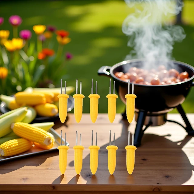 Alt view image 4 of 7 - 10 Pcs Corn Holders, Stainless Steel Corn Cob Holders Corn On The Cob For Bbq Fork Skewers Home Cooking Parties Camping for Home Cooking Parties Camping