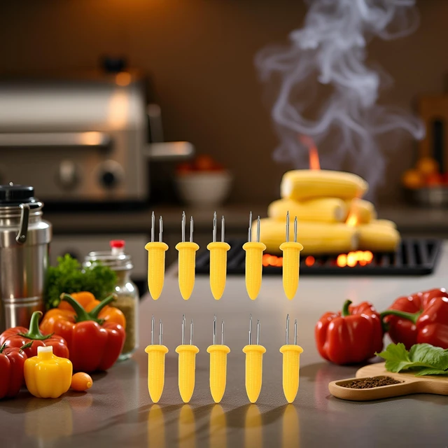 Alt view image 6 of 7 - 10 Pcs Corn Holders, Stainless Steel Corn Cob Holders Corn On The Cob For Bbq Fork Skewers Home Cooking Parties Camping for Home Cooking Parties Camping