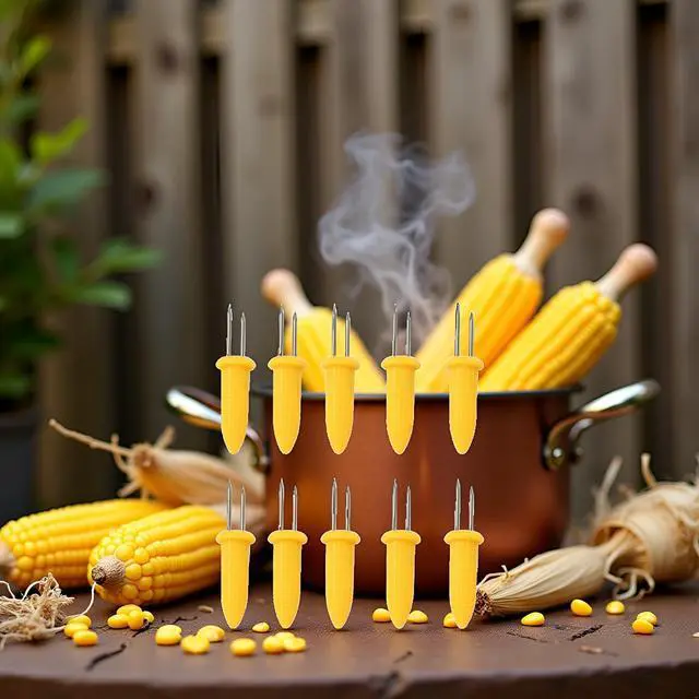 Alt view image 5 of 7 - 10 Pcs Corn Holders, Stainless Steel Corn Cob Holders Corn On The Cob For Bbq Fork Skewers Home Cooking Parties Camping for Home Cooking Parties Camping