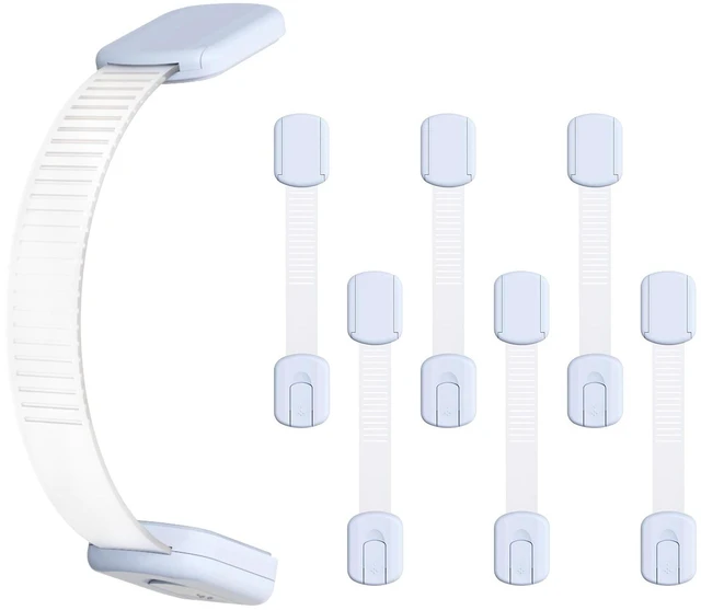 Main image of 10-Pack Child Safety Cabinet LocksAdjustable No Drilling Baby Proofing Strap Latches for Drawers,Cupboard,Cabinets,Fridge,Toilet Seat,Door,ClosetNo Tool Easy 3M Adhesive Installation