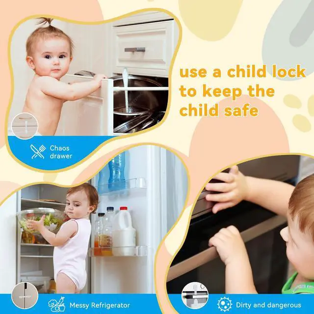 Alt view image 3 of 7 - 10-Pack Child Safety Cabinet LocksAdjustable No Drilling Baby Proofing Strap Latches for Drawers,Cupboard,Cabinets,Fridge,Toilet Seat,Door,ClosetNo Tool Easy 3M Adhesive Installation