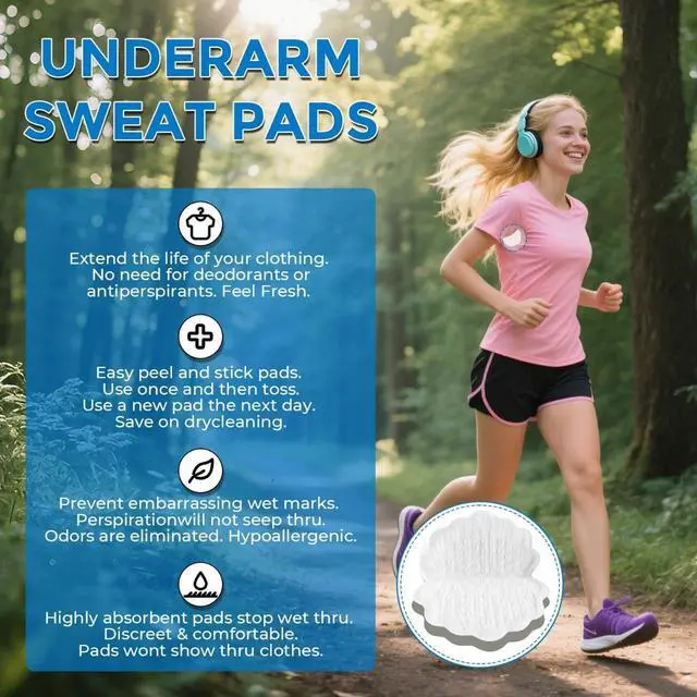 Alt view image 2 of 7 - Sloewui Armpit Sweat Pads 60 Pcs Armpit Pads for WomenWhite | Disposable Underarm Sweat Pads Individually Packaged underarm Pads for Under Arms
